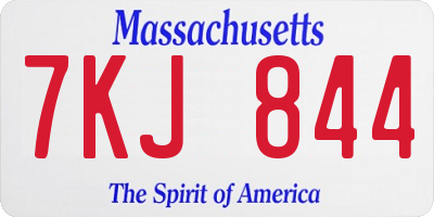 MA license plate 7KJ844