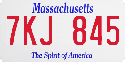 MA license plate 7KJ845