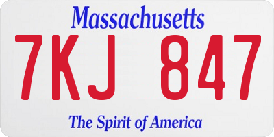 MA license plate 7KJ847