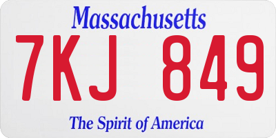 MA license plate 7KJ849