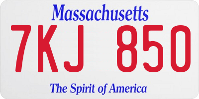 MA license plate 7KJ850