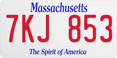 MA license plate 7KJ853