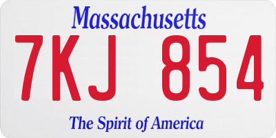 MA license plate 7KJ854