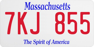 MA license plate 7KJ855