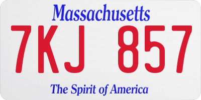 MA license plate 7KJ857