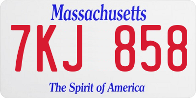 MA license plate 7KJ858