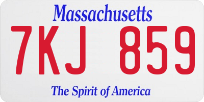 MA license plate 7KJ859
