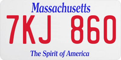 MA license plate 7KJ860