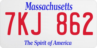 MA license plate 7KJ862