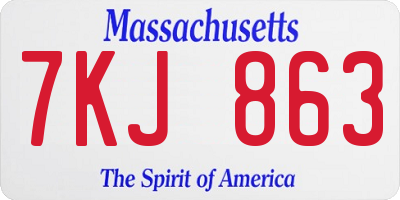 MA license plate 7KJ863