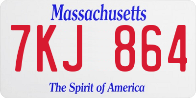 MA license plate 7KJ864