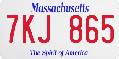 MA license plate 7KJ865