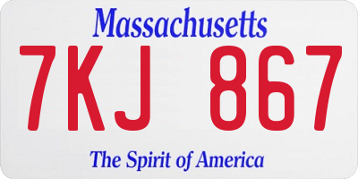 MA license plate 7KJ867