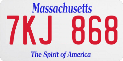 MA license plate 7KJ868