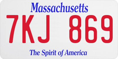 MA license plate 7KJ869
