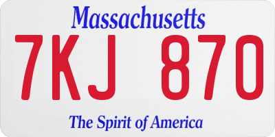 MA license plate 7KJ870