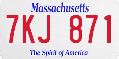 MA license plate 7KJ871