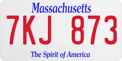 MA license plate 7KJ873