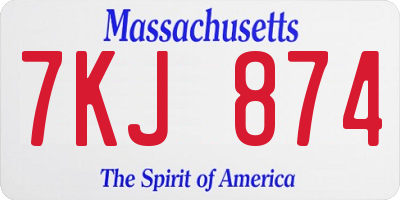 MA license plate 7KJ874