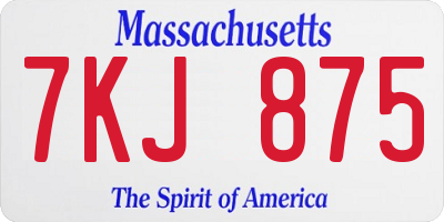 MA license plate 7KJ875