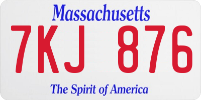 MA license plate 7KJ876