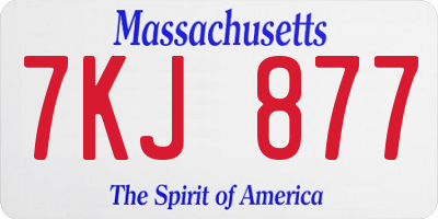 MA license plate 7KJ877