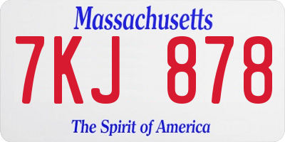 MA license plate 7KJ878