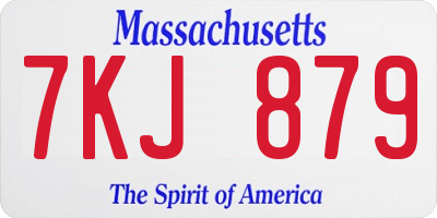 MA license plate 7KJ879