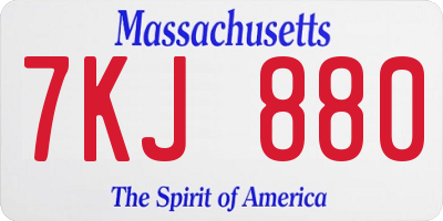 MA license plate 7KJ880