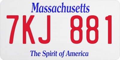 MA license plate 7KJ881