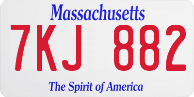 MA license plate 7KJ882