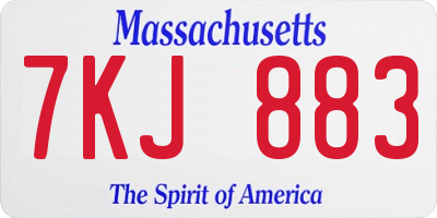 MA license plate 7KJ883
