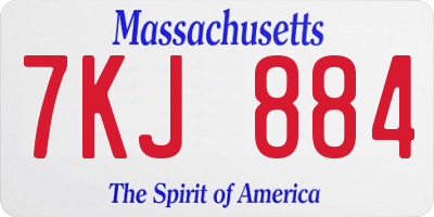 MA license plate 7KJ884