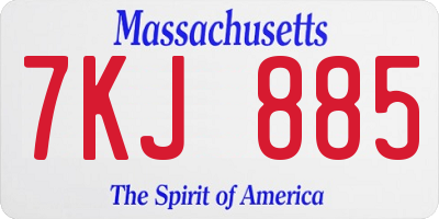 MA license plate 7KJ885