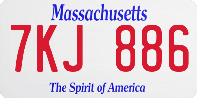 MA license plate 7KJ886