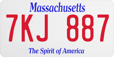 MA license plate 7KJ887