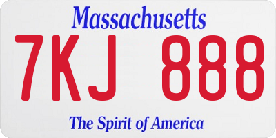 MA license plate 7KJ888