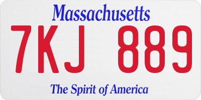 MA license plate 7KJ889