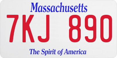 MA license plate 7KJ890