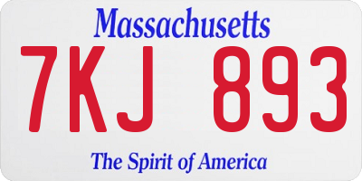 MA license plate 7KJ893