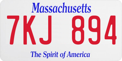 MA license plate 7KJ894