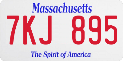 MA license plate 7KJ895