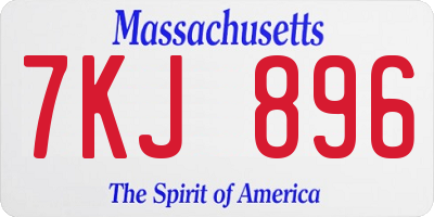 MA license plate 7KJ896