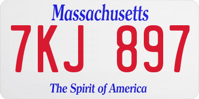 MA license plate 7KJ897
