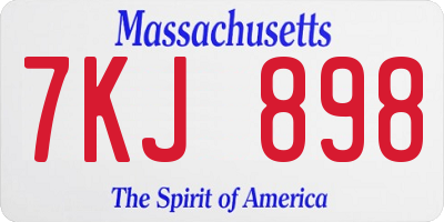 MA license plate 7KJ898
