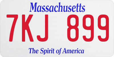 MA license plate 7KJ899