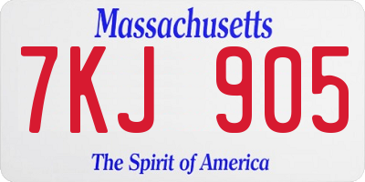 MA license plate 7KJ905
