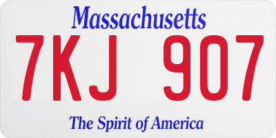 MA license plate 7KJ907