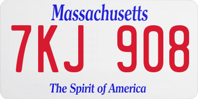 MA license plate 7KJ908