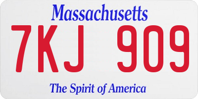 MA license plate 7KJ909